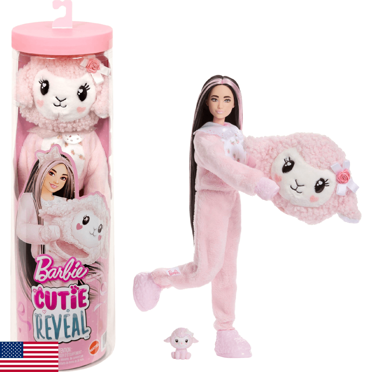 Barbie Cutie Reveal Doll & Accessories, Cuddly Series Lamb with 10 Surprises Inc - Image 1