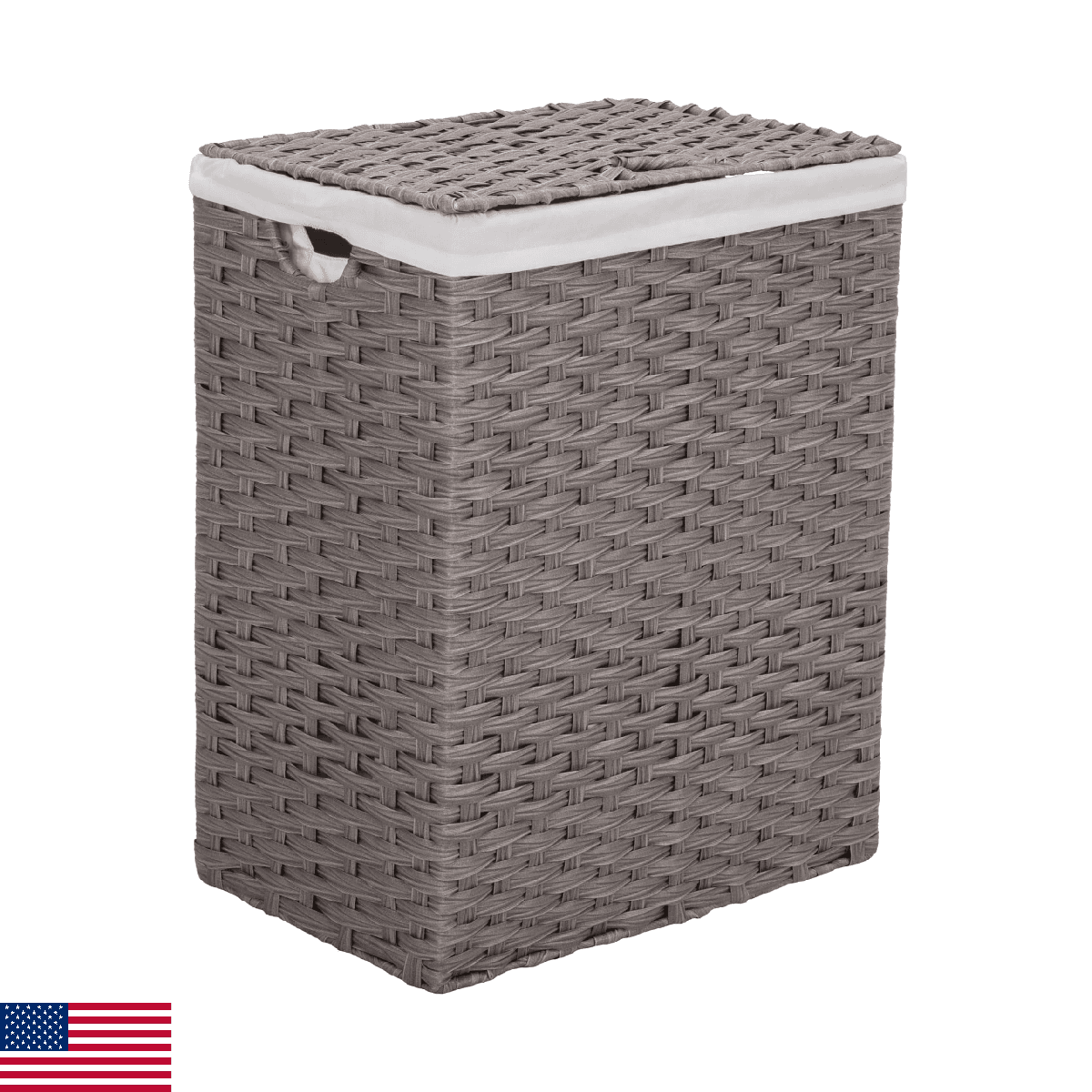 Seville Classics Premium Handwoven Portable Laundry Bin Basket with Carrying Han - Image 1