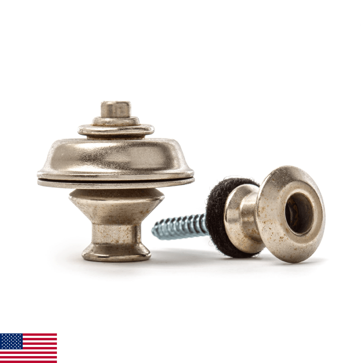 JIM DUNLOP Vintage Nickel Dual Design Guitar Strap Locks SLS1035VN - Image 1