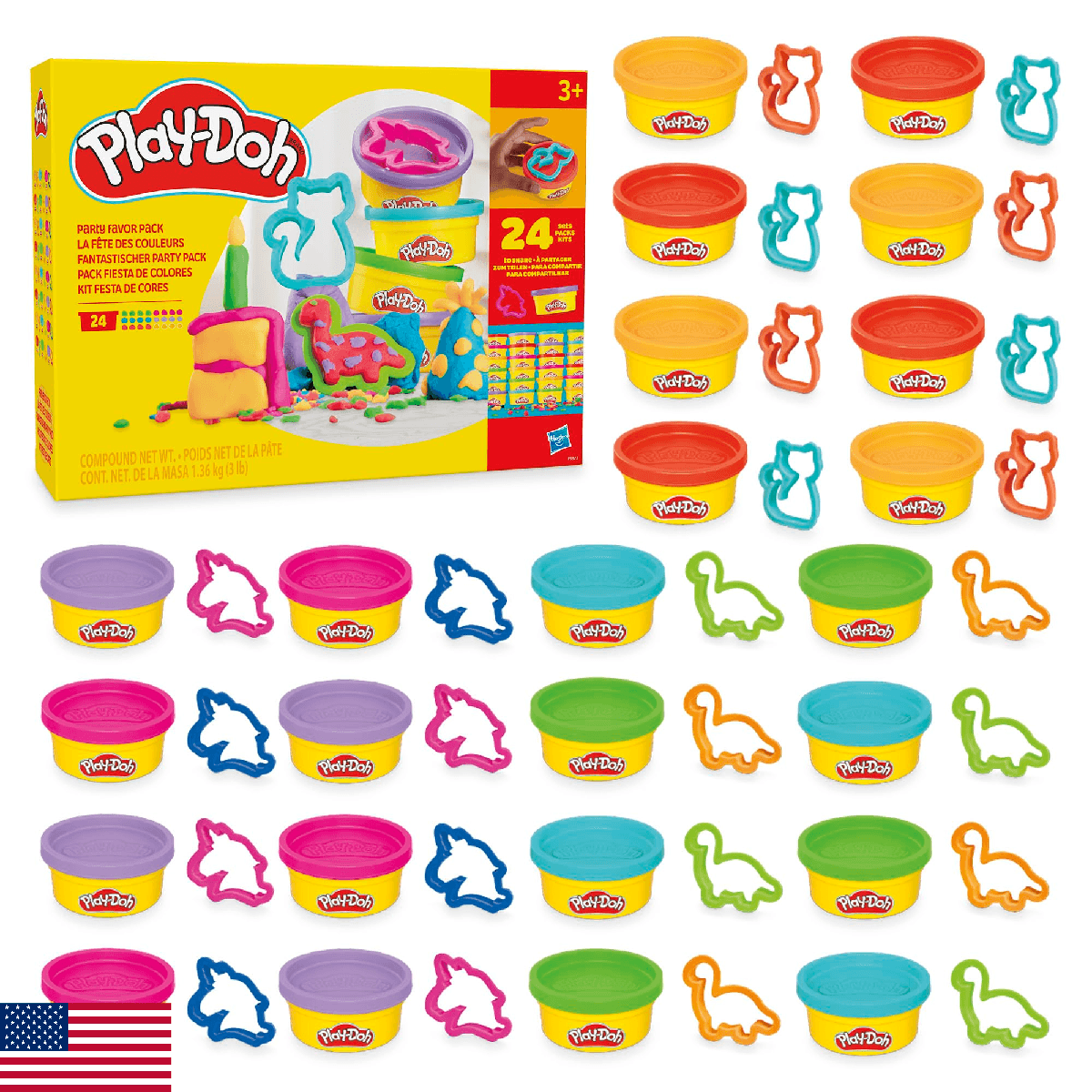 Play-Doh Party Favor Pack, Bulk 24 Pack of Modeling Compound with Cutters, Class - Image 1
