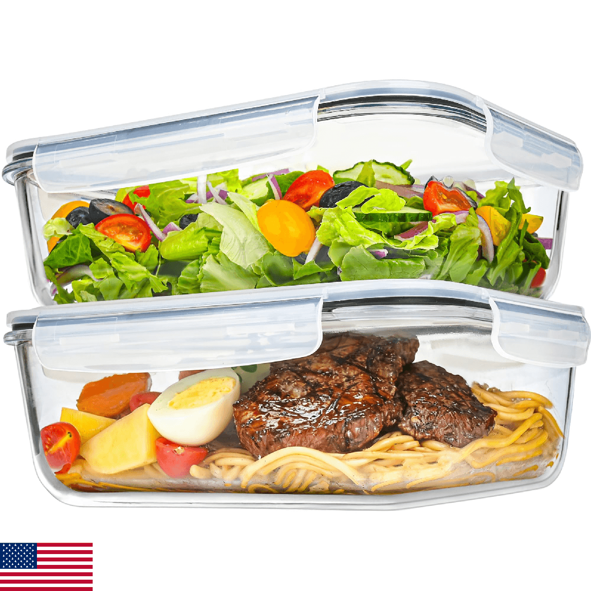 LOVYANXUE 2Pack 9.8 Cups 78oz Glass Food Storage Containers with Lids Airtight B - Image 1