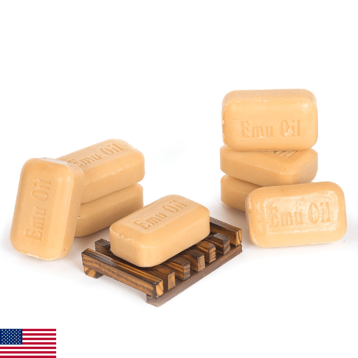 Soap Works Emu Oil Bar Soap 8 Count Free Wooden Soap Dish - Image 1