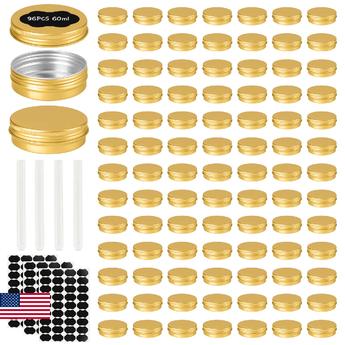 OBKJJ 96 Pack Round Cans with Screw Lid 2 Oz Aluminum Metal Tins DIY Food Candle - Image 1