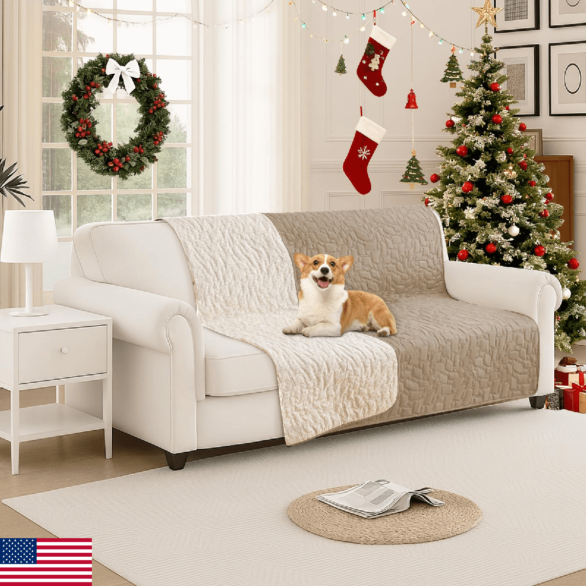 CYCMACO Waterproof Dog Bed Cover Non-Slip Pet Blanket Couch Sofa Furniture Washa - Image 1