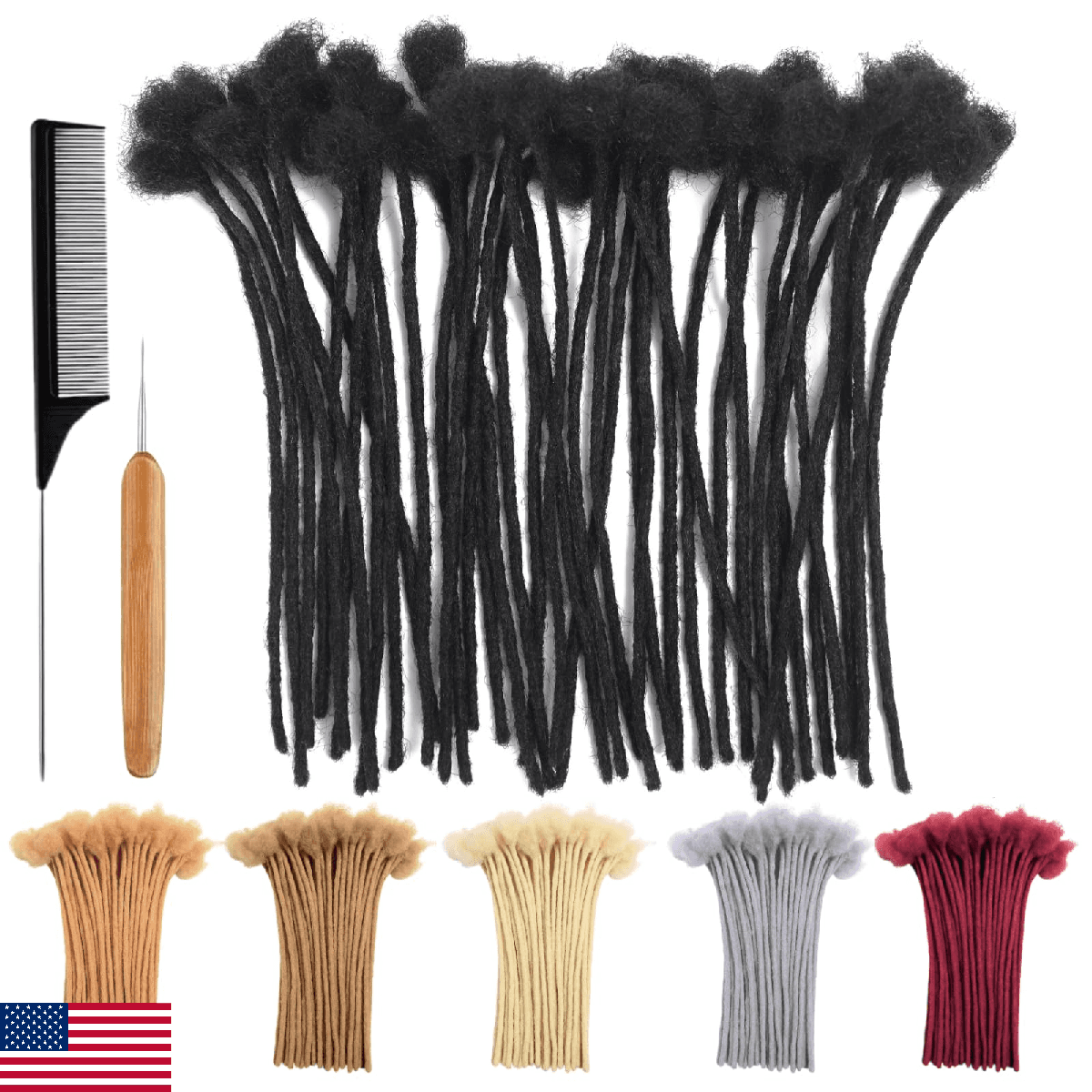 12 Inch 0.6cm Thickness Loc Extensions Human Hair 30 Strands Dreadlock Extension - Image 1