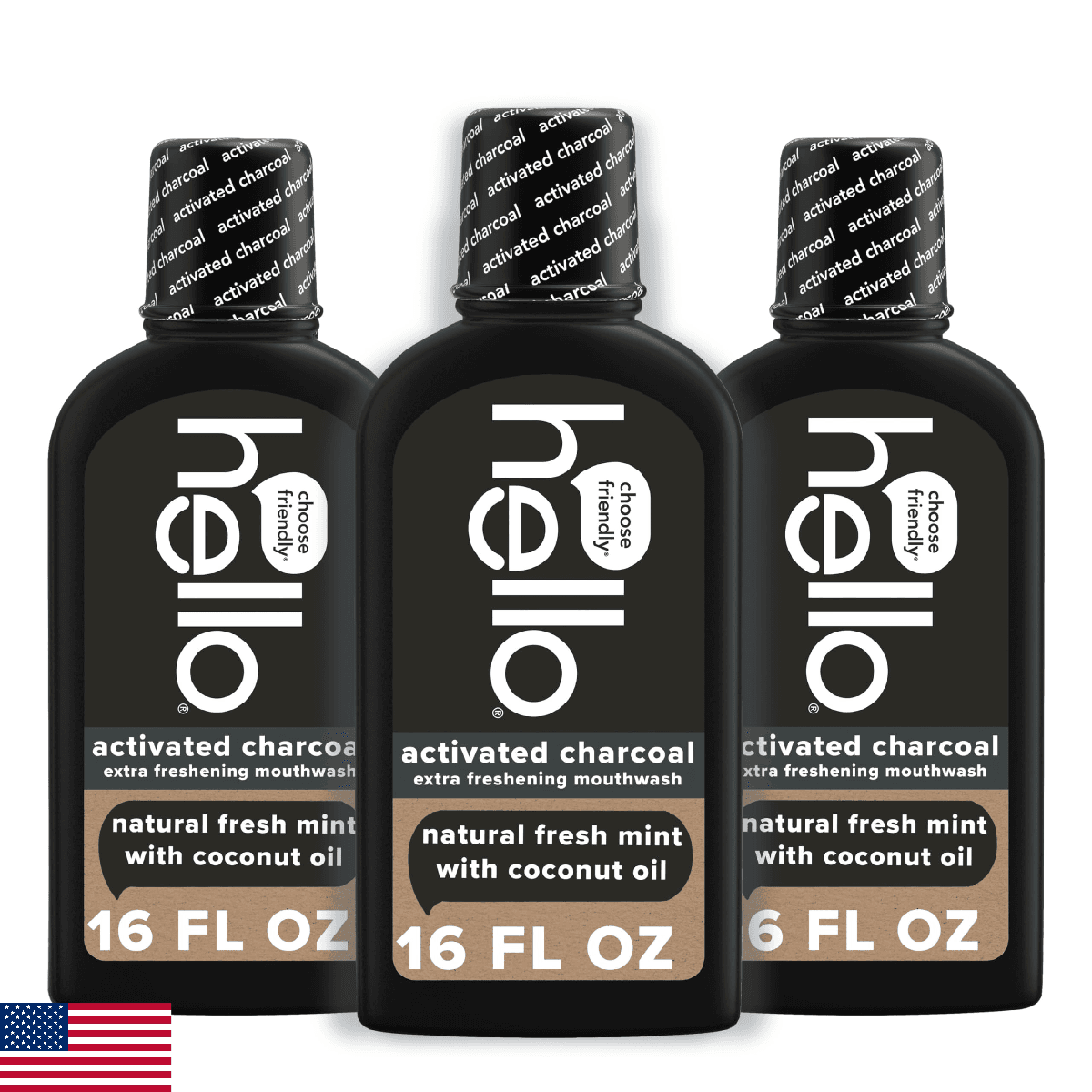 Hello Activated Charcoal Extra Freshening Mouthwash, Natural Fresh Mint and Coco - Image 1