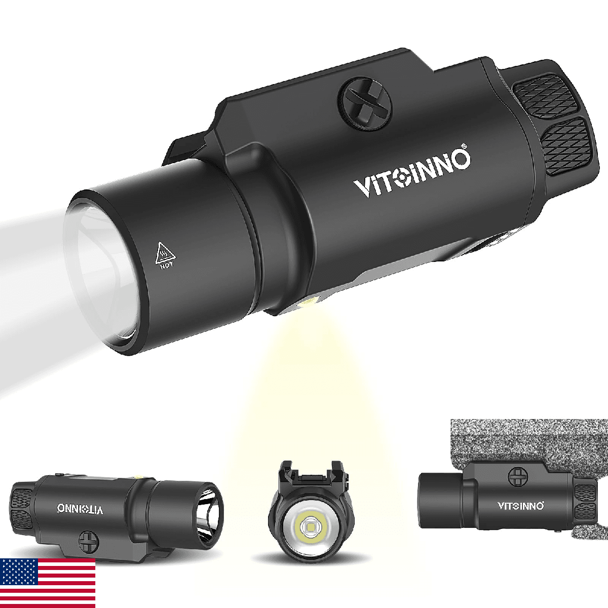 VITOINNO 1750 Lumen Tactical Flashlight with Bottom Moonlight lamp, Rechargeable - Image 1