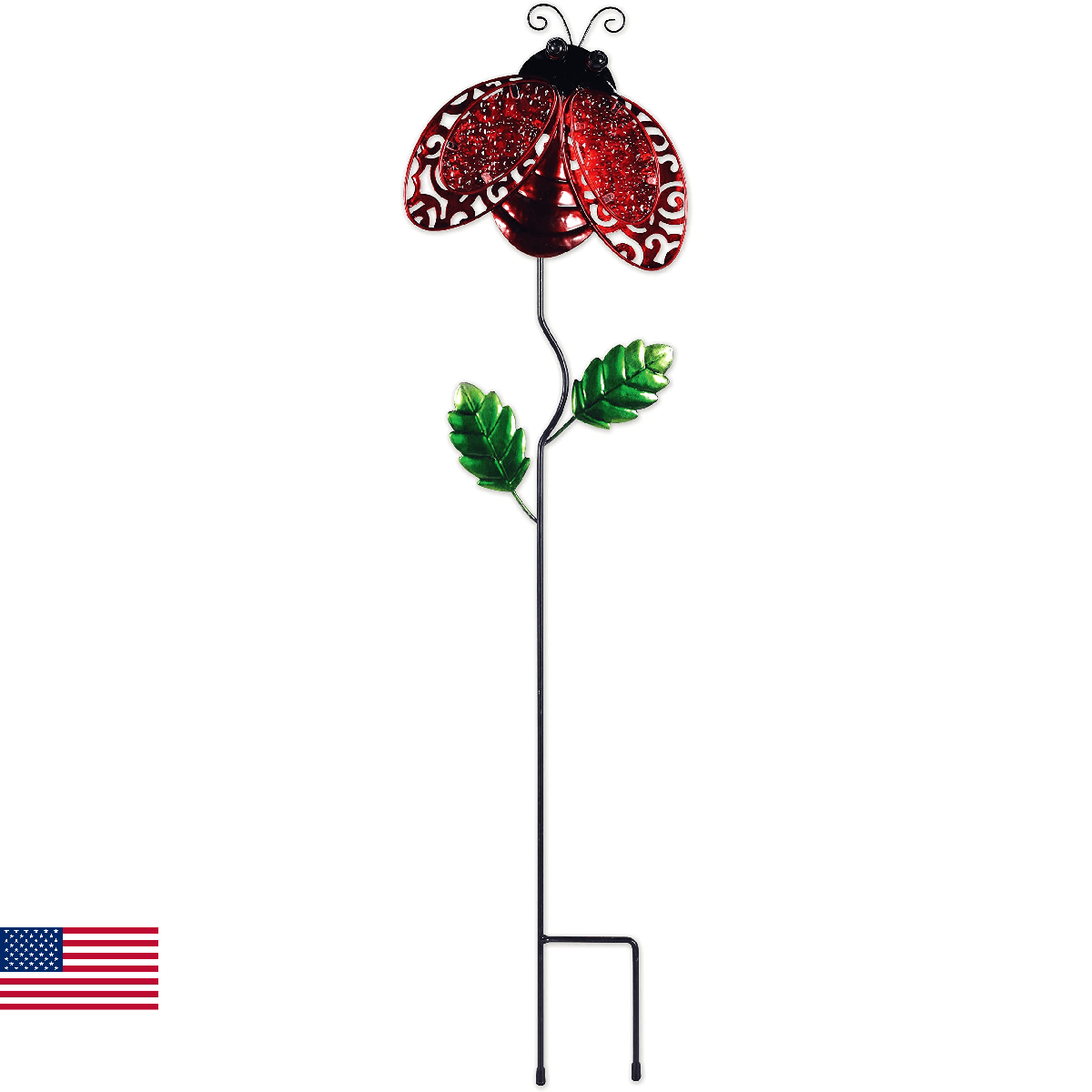 Sunset Vista Designs Glass Garden Stakes Plant Pick, Lacy Ladybug, 28-Inch - Image 1