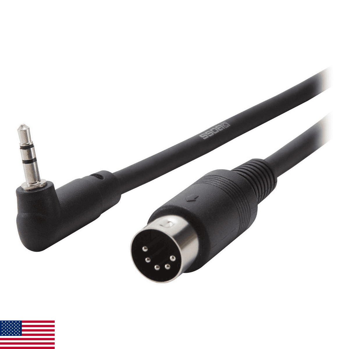 BOSS 5ft / 1.5m Angled MIDI to 3.5mm Straight TRS Cable (BMIDI-5-35) - Image 1