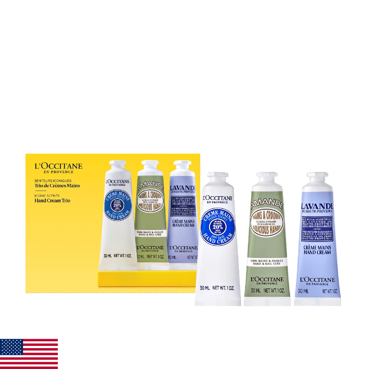 L’Occitane Hand Cream Classics 3-Piece Gift Set, Moisturizing Skincare Trio, Nou - Image 1