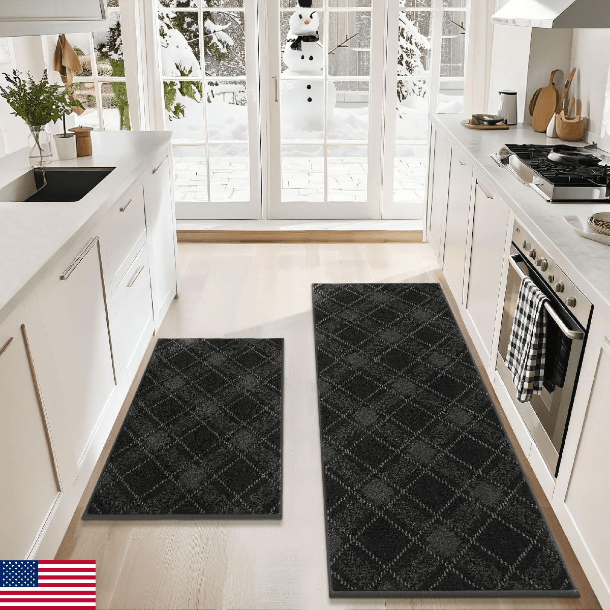 COSY HOMEER Kitchen Rugs and Mats Sets 2PCS Non-Slip Soft Kitchen Mats for Floor - Image 1