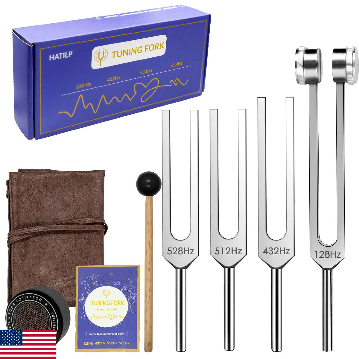 Tuning Fork Set – 128Hz 432Hz 512Hz 528Hz Weighted & Unweighted Frequency Tools - Image 1