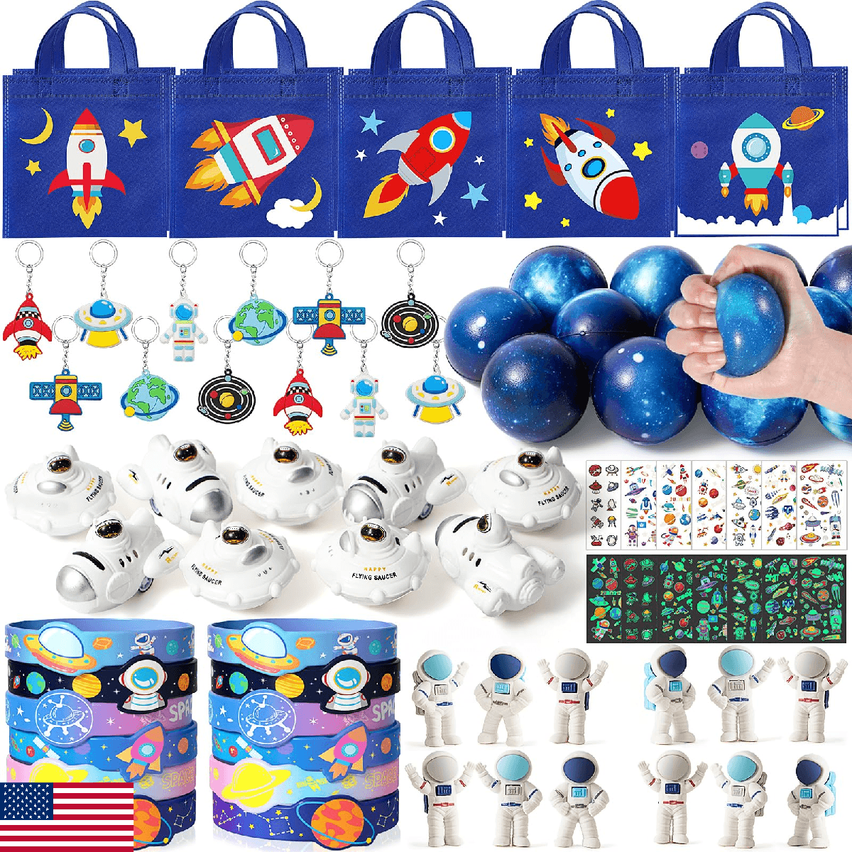 SNLN Outer Space Party Favors Birthday Supplies Non-Woven Gift Bag Stress Ball S - Image 1