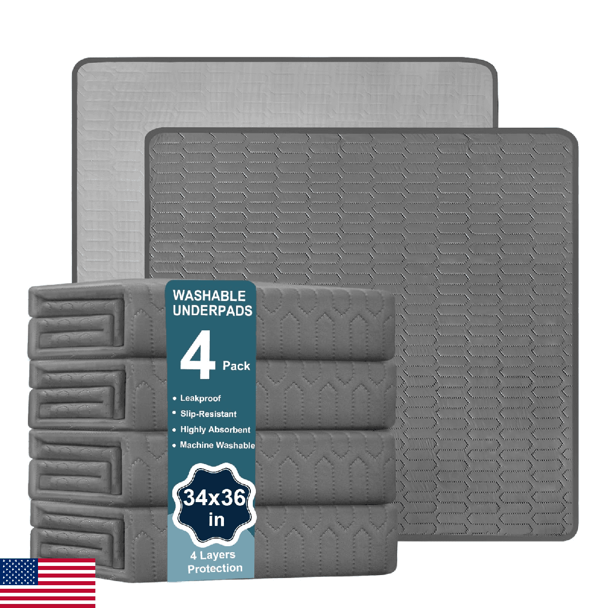 Washable Underpads for Bedwetting (34x36 Inch) - Waterproof Reusable Bed Underpa - Image 1