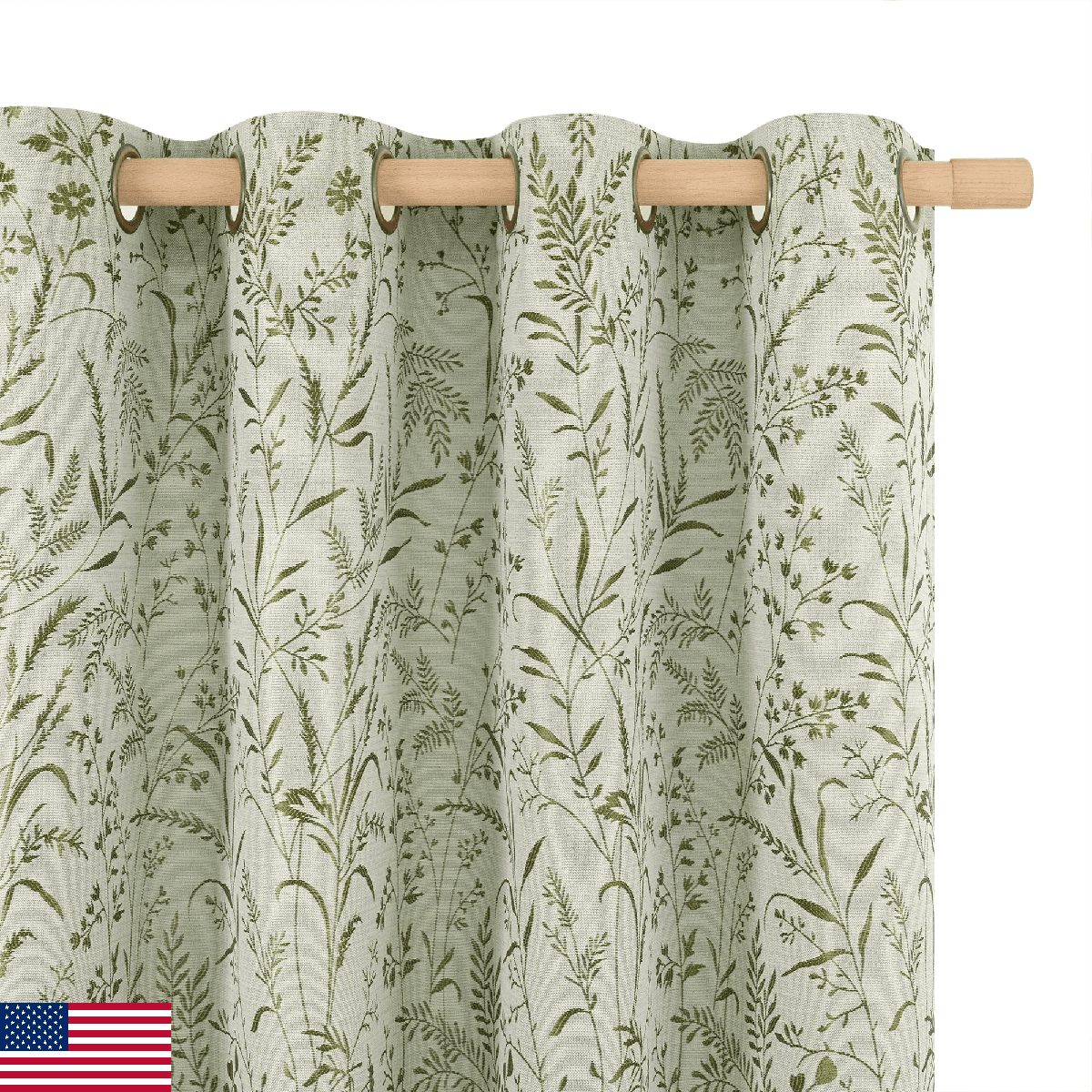 BGment Green Leaf Linen Curtains for Living Room 84 Inch Length, Botanical Branc - Image 1