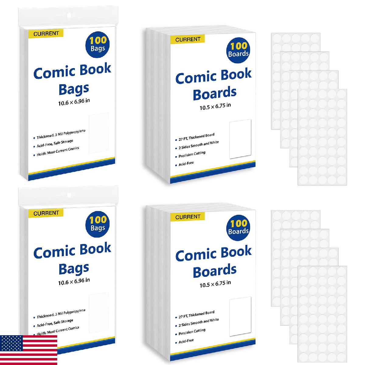 SUNEZLGO Current Comic Book Bags and Boards 200 Comic Book Sleeves and 200 Comic - Image 1