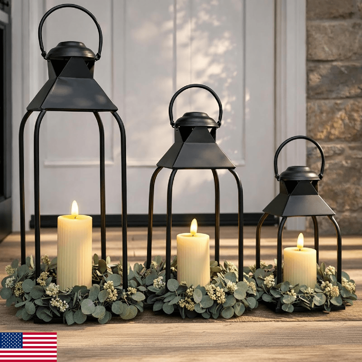 Decorative Metal Lanterns Indoor Outdoor, Candle Holder for Porch, Patio, Firepl - Image 1