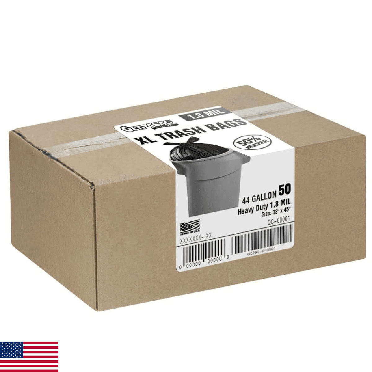 Ultrasac Heavy Duty 45 Gallon Trash Bags Huge 50 Count/w Ties) - 1.8 MIL - 38" x - Image 1