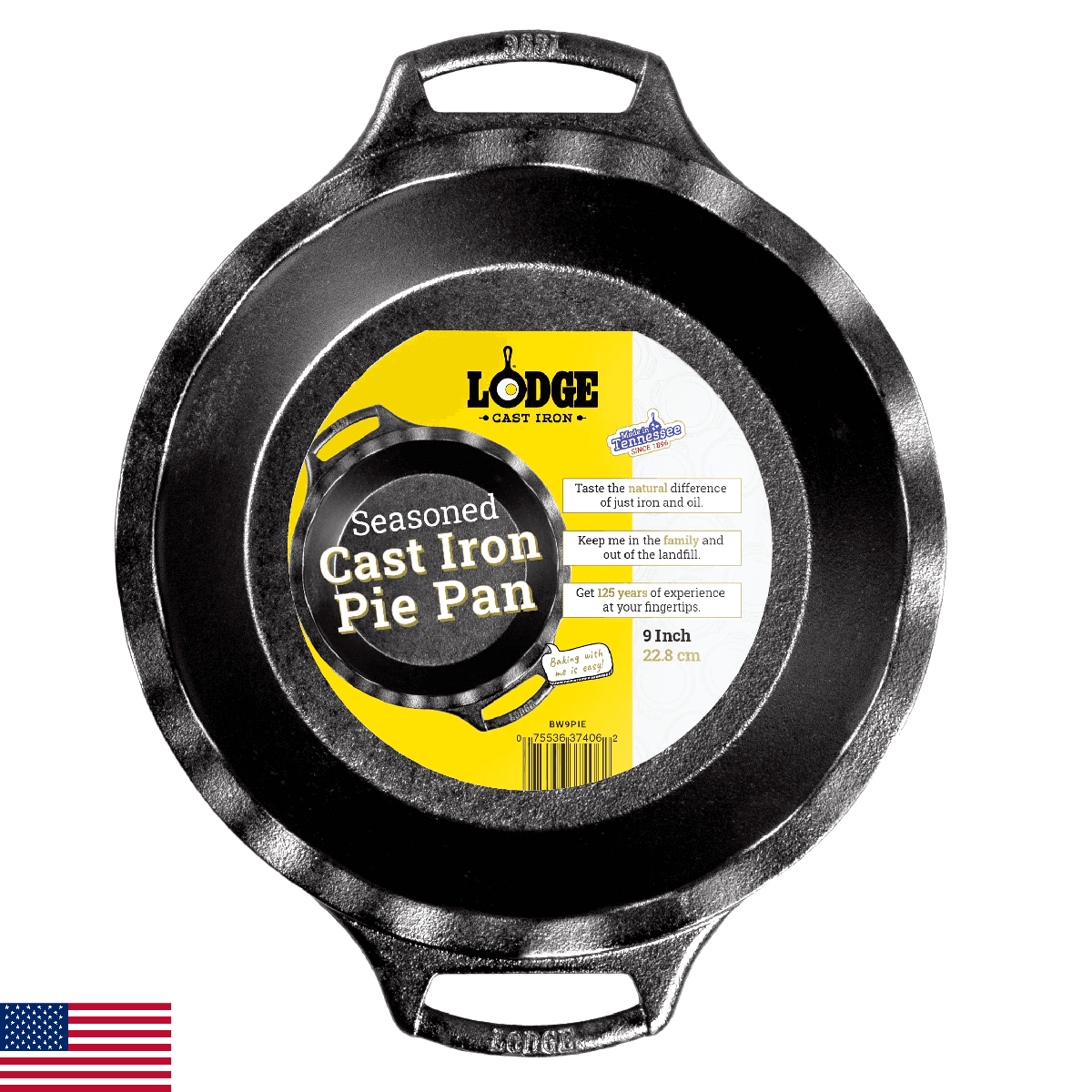 Lodge 9 Inch Cast Iron Pie Pan - PFAS-Free Pre-Seasoned Bakeware for Flaky Crust - Image 1