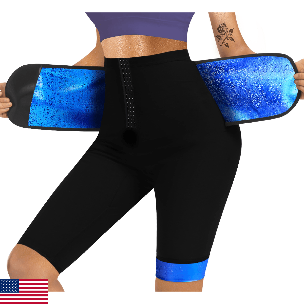 QZSH Sauna Pants for Women Sweat Slimming Legging High Waist Trainer Workout Bod - Image 1