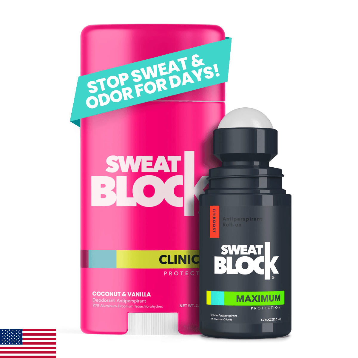 SweatBlock Antiperspirant Deodorant System | MAXIMUM CLINICAL STRENGTH for Men & - Image 1