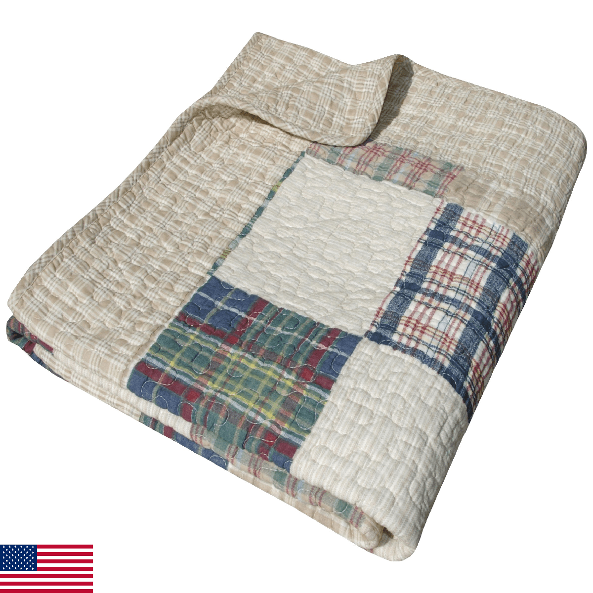 Greenland Home Oxford 100% Cotton Throw Blanket, Tan 50 x 60 in - Image 1