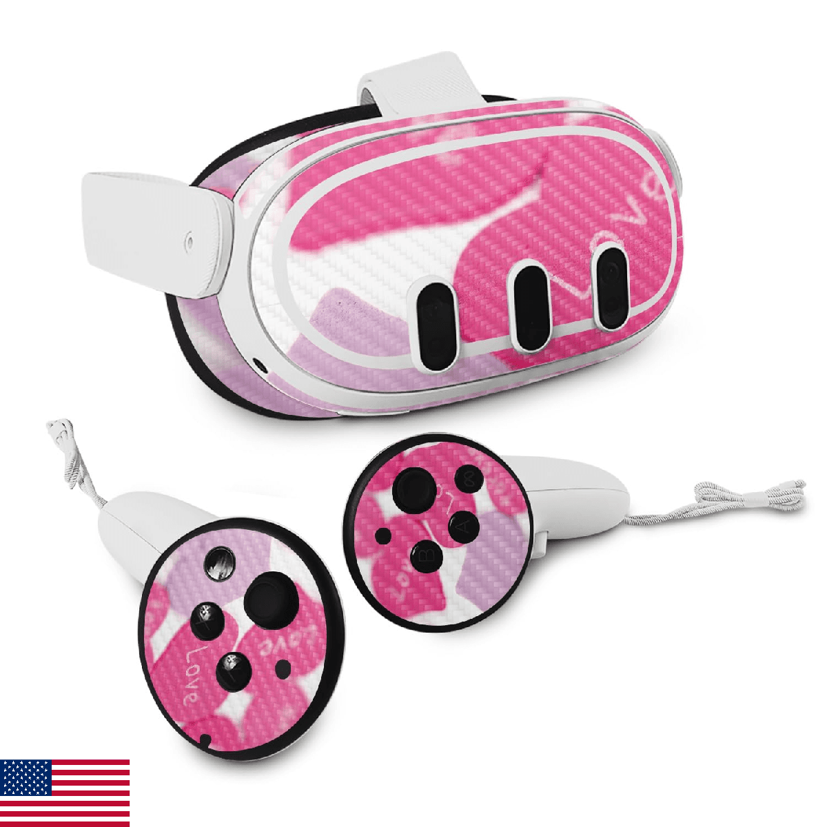 Carbon Fiber VR Skin Compatible with Meta Quest 3 - Love and Stuff - Premium 3M - Image 1