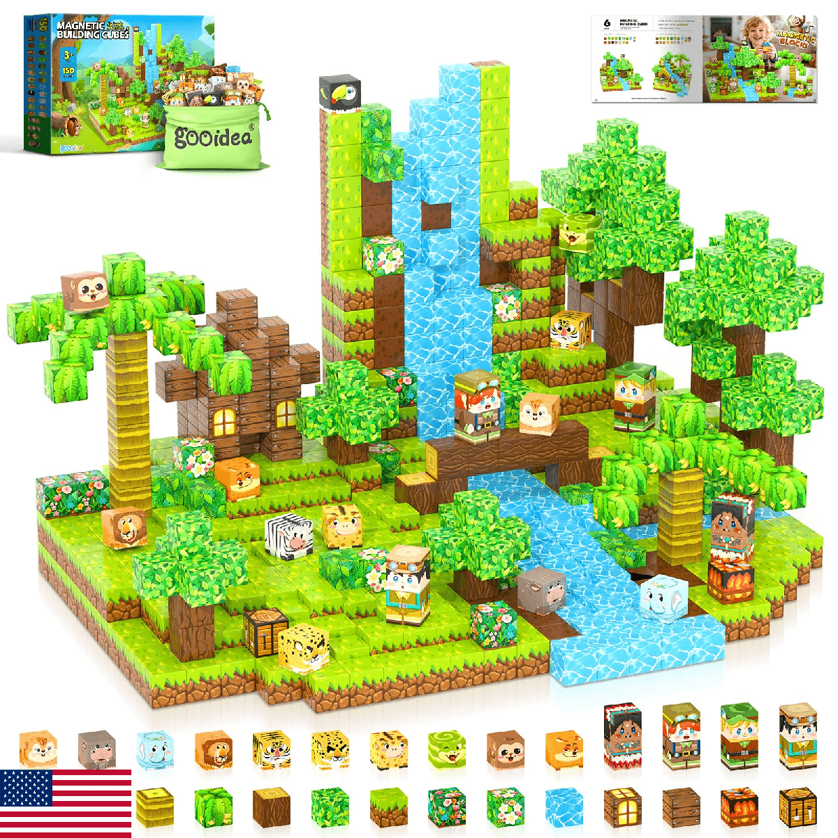 Gooidea 150 Magnetic Blocks Magnet Building Craft, STEM Constructions Toy, Senso - Image 1