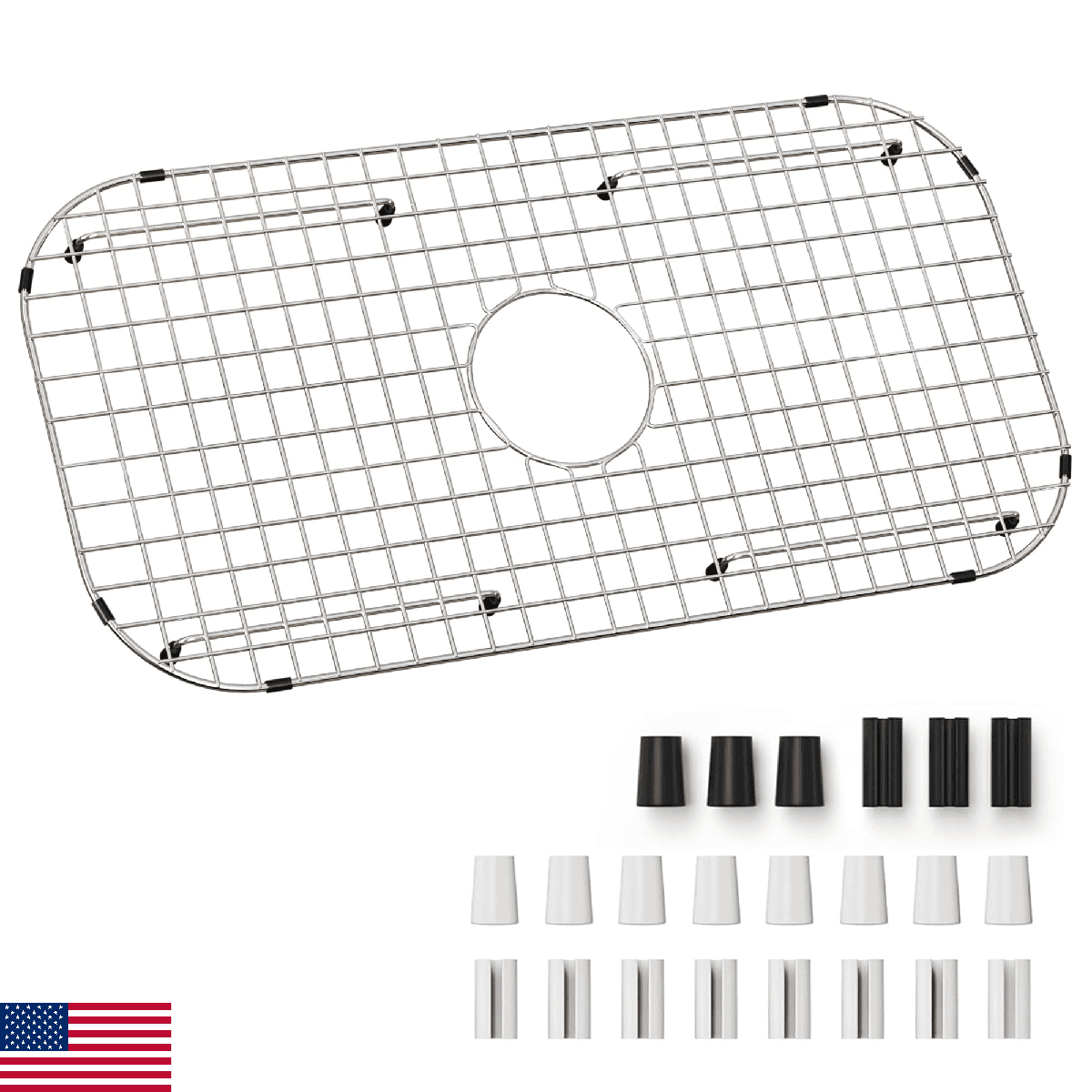 Sink Protector Grid 27-1/2" x 14-1/4" Centered Drain Sink Bottom Grid - Image 1