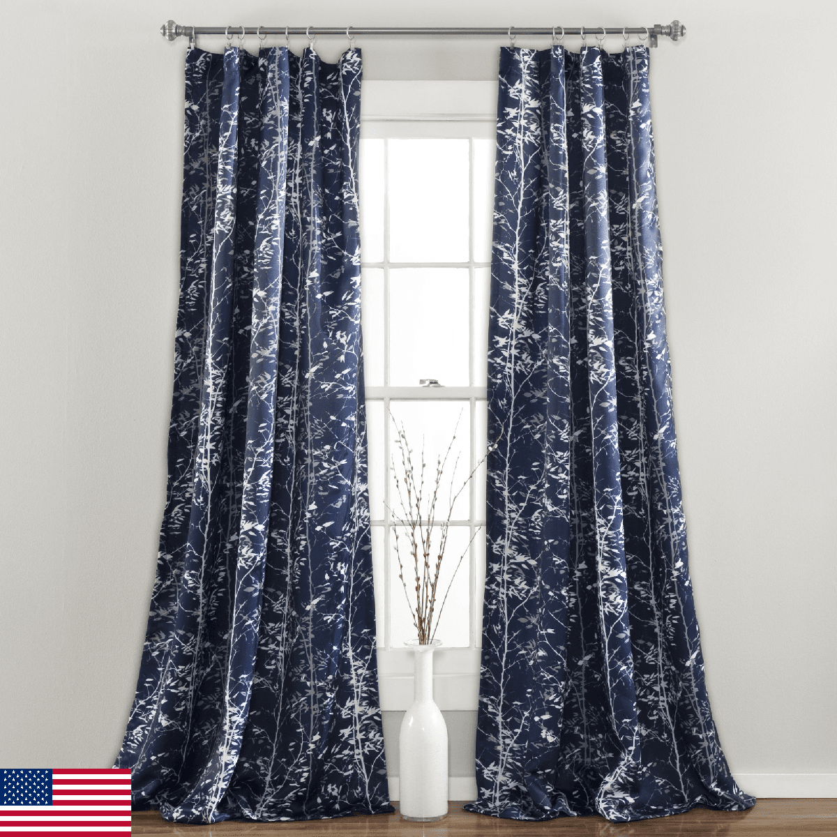Lush Decor Forest Curtains Tree Branch Leaf Darkening Window Panel Drapes Set fo - Image 1