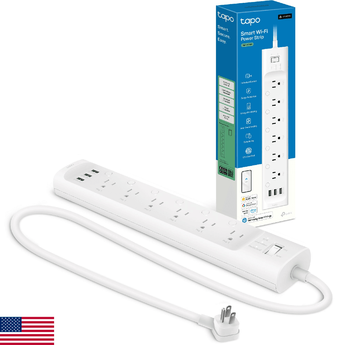 Tapo Smart Wi-Fi Power Strip - Matter Compatible, Energy Monitoring, Surge Prote - Image 1