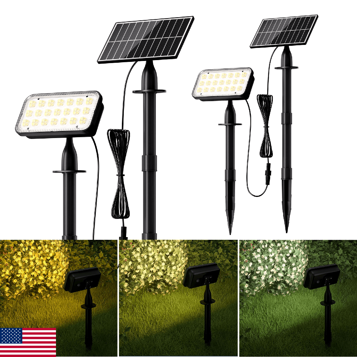 JACKYLED Solar Lights Outdoor Waterproof, Solar Tree Lights Outdoor with 10ft Co - Image 1