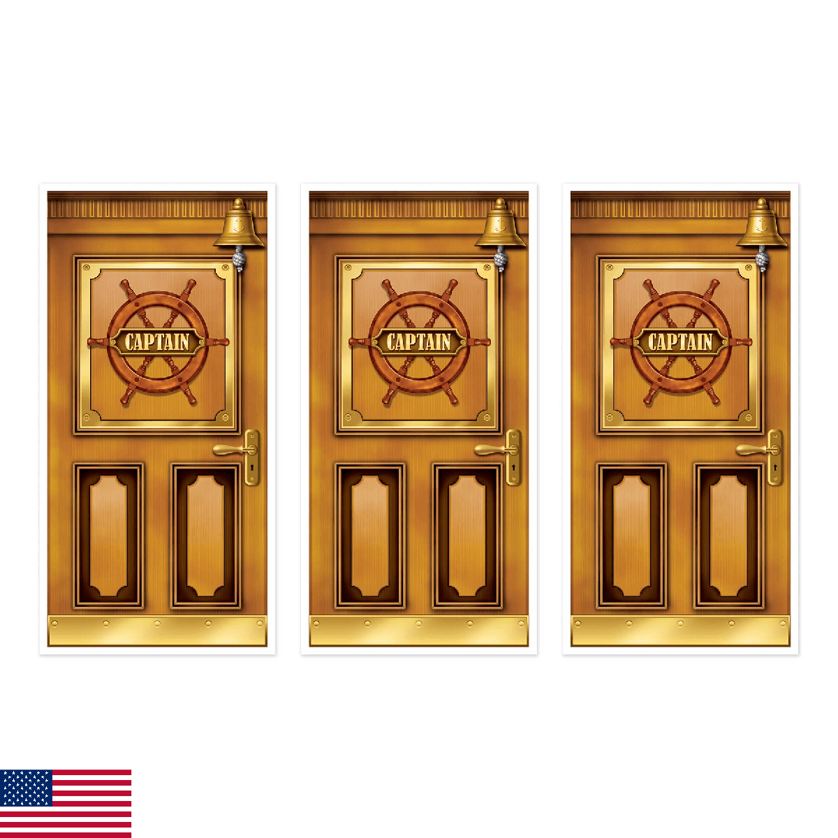 Beistle Plastic Cruise Ship Captain Door Covers, 5' x 30", Set of 3 - Nautical o - Image 1