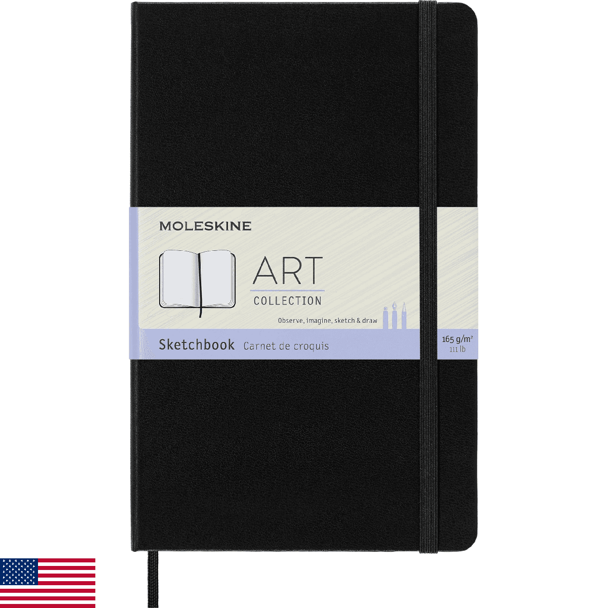 Moleskine Art Plus Sketchbook, Large, Plain, Black, Hard Cover (5 x 8.25) - Image 1