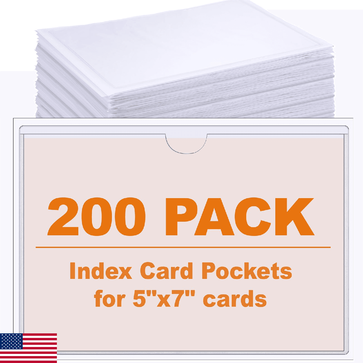 Outus 200 Pack 5x7 Inch Self Adhesive Label Pockets Bulk Plastic Labels Holders - Image 1