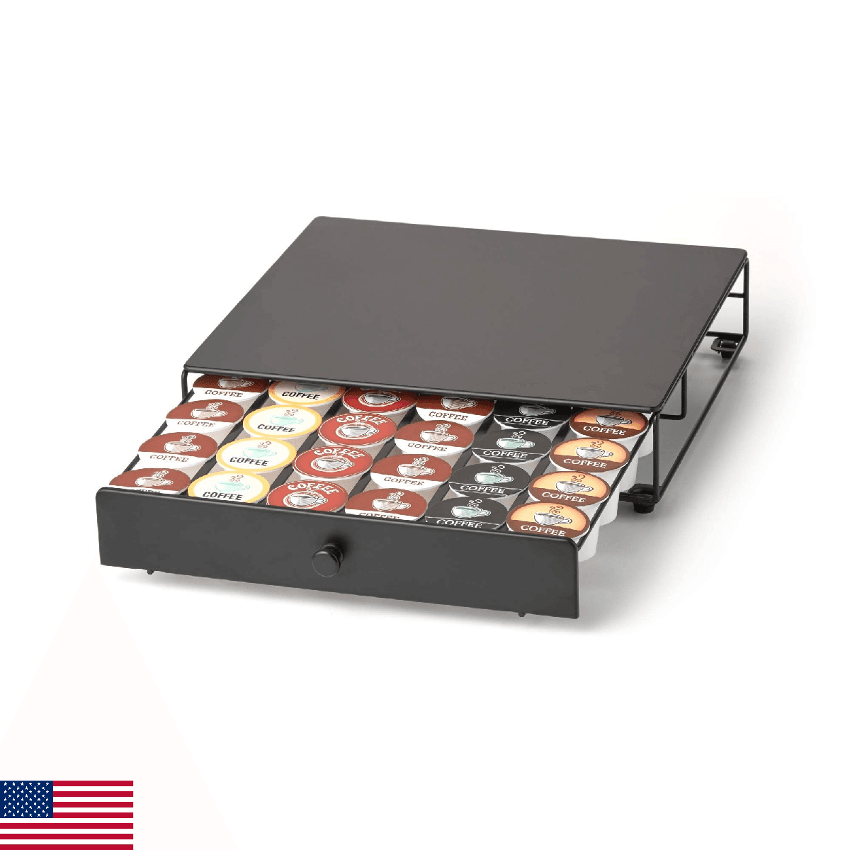Nifty Rolling Coffee Pod Drawer – Black Finish, Compatible with K-Cups, 36 Pod P - Image 1