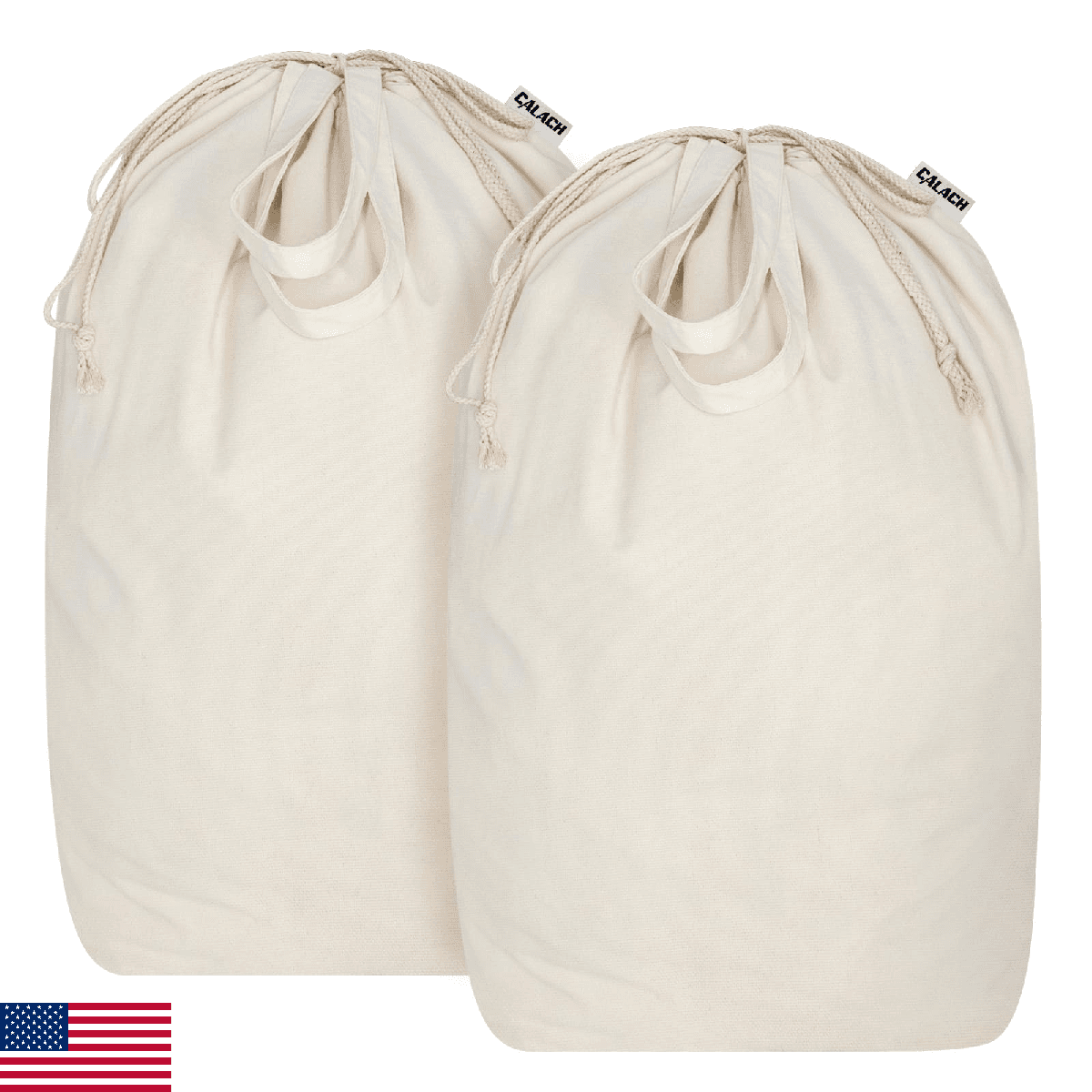 CALACH Canvas Laundry Bags with Handles & Square Base13.8"x 13.8", Large Heavy D - Image 1