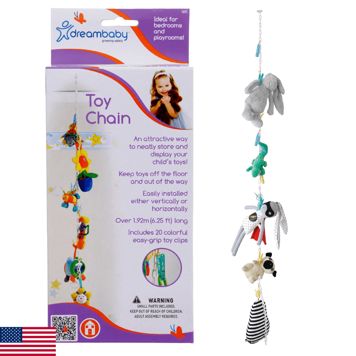 Dreambaby Toy Chain Organizer with Clips - Baby Plush Holder - Model L692 - Image 1