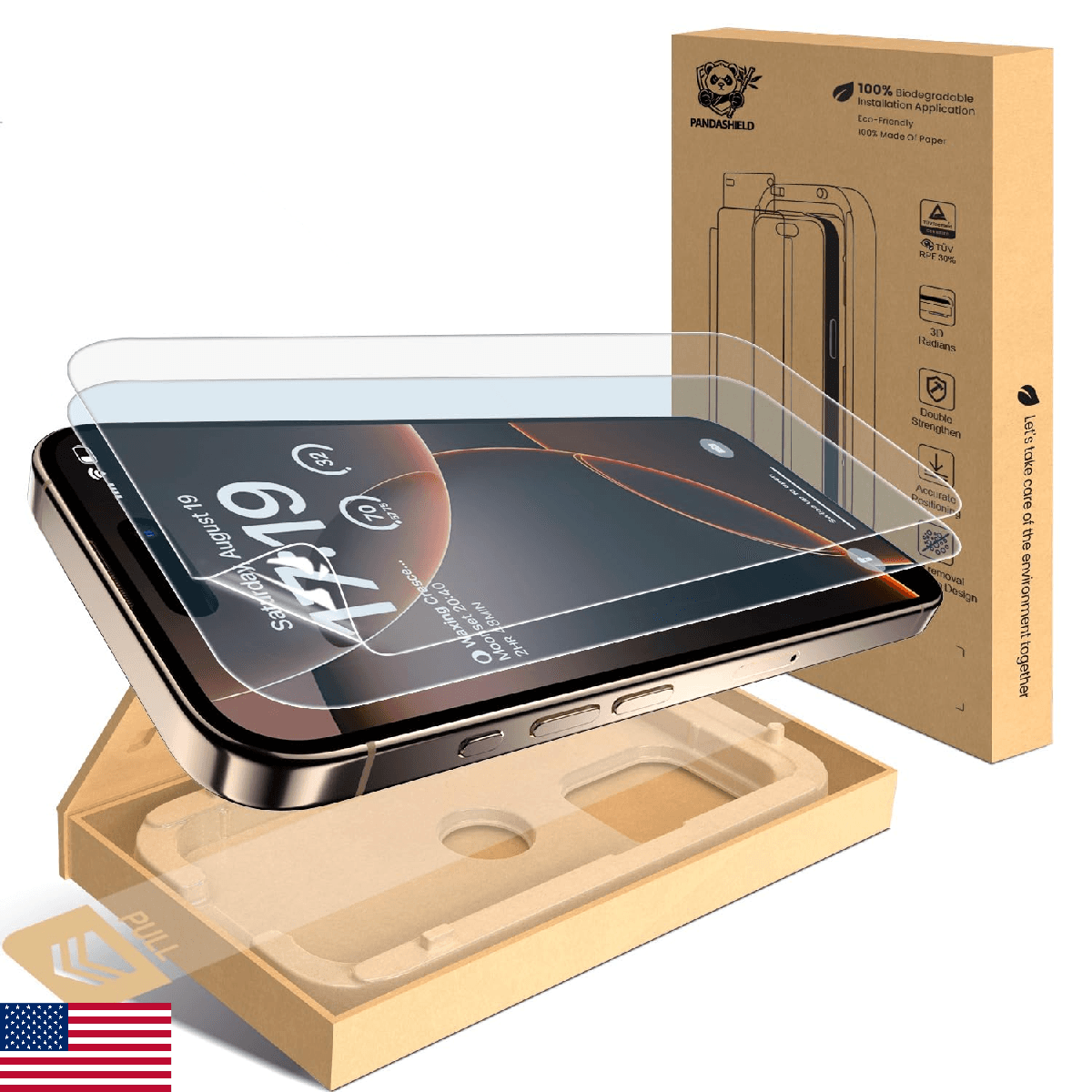 PandaShield 2-Pack Screen Protector for iPhone 16 Pro, Ultra-Thin 6H PET Film [N - Image 1