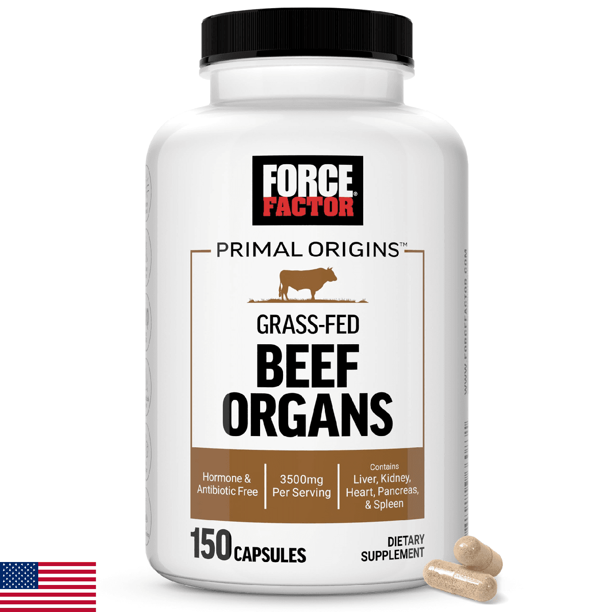 Force Factor Primal Origins Grass-Fed Beef Organs, Pasture-Raised Supplement wit - Image 1
