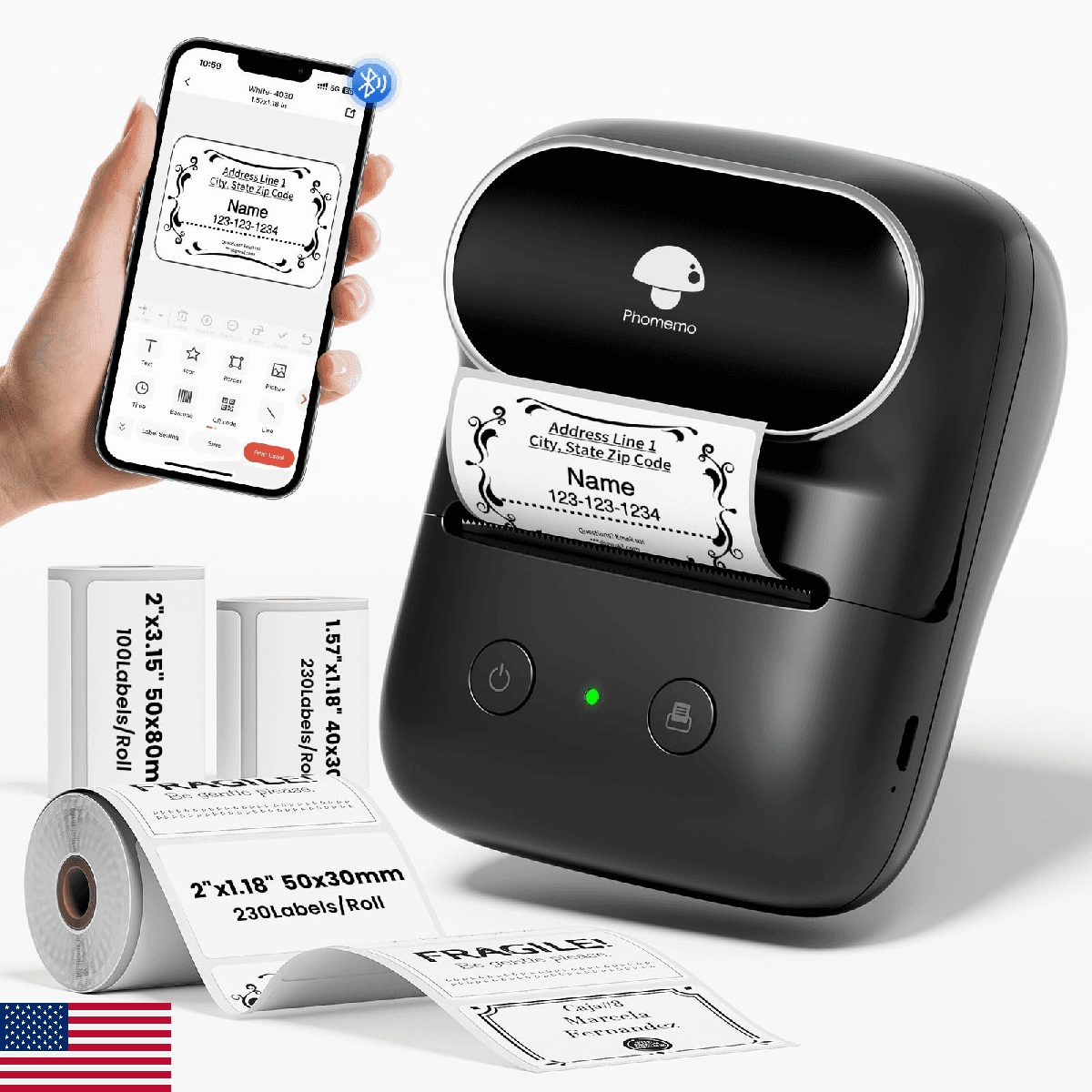Phomemo Label Maker Machine with Tapes, Bluetooth Thermal Label Printer Easy to - Image 1