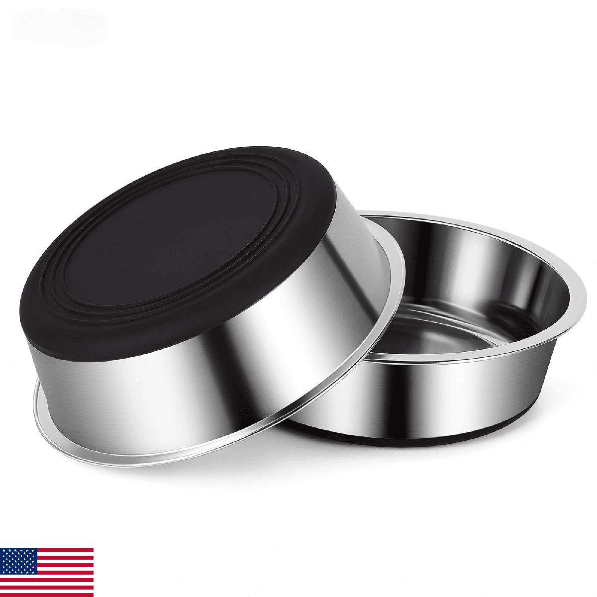 Dog Bowls Durable Heavy Duty Stainless Steel Dog Bowls Non-Slip Basic Bowl for D - Image 1