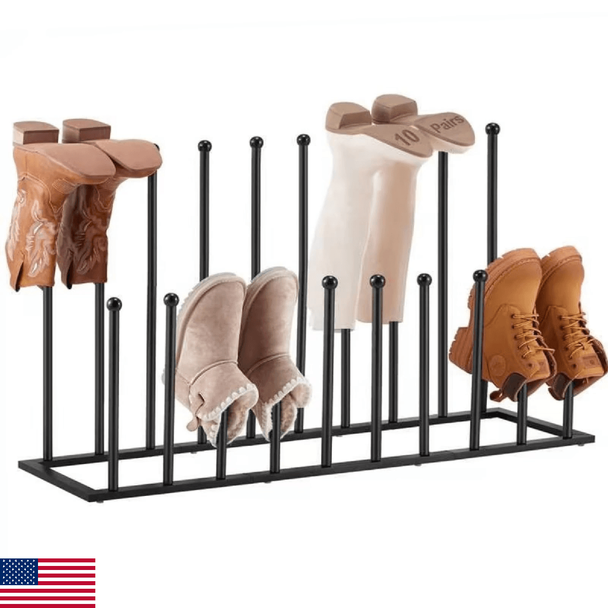 Housen Solutions 10 Pairs Boot Rack Organizer Tall Boots Large Capacity Metal Fr - Image 1