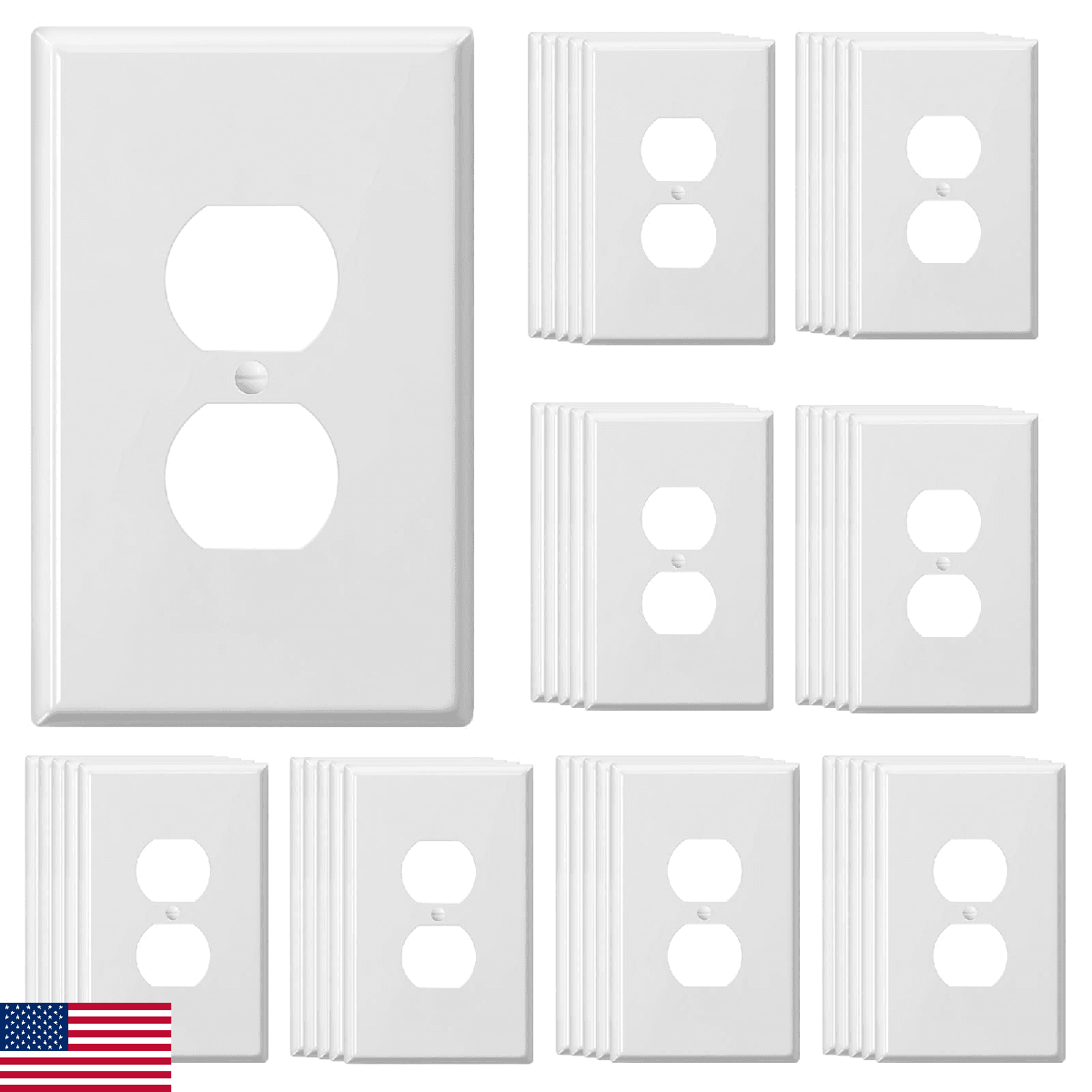 Oversized Duplex Receptacle Outlet Wall Plate 20Pack Jumbo Electrical Outlet Cov - Image 1