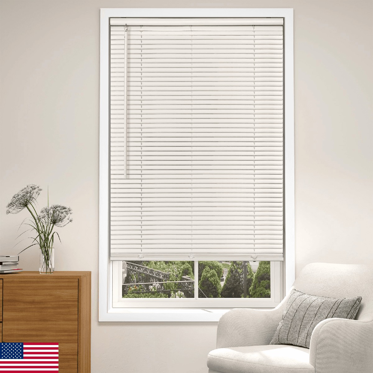 LazBlinds Cordless Beige 1” Light Filtering Vinyl Mini Blinds, 27" W X 48" H Hor - Image 1