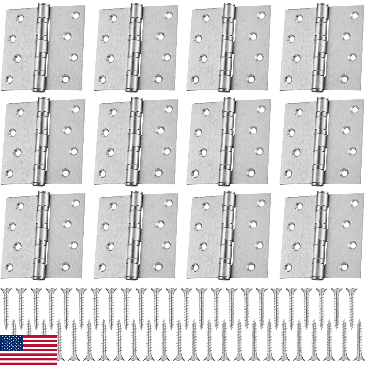 Yaocom 12 Pcs 4'' Ball Bearing Door Hinges Stainless Steel Heavy Duty Hinges 4 x - Image 1