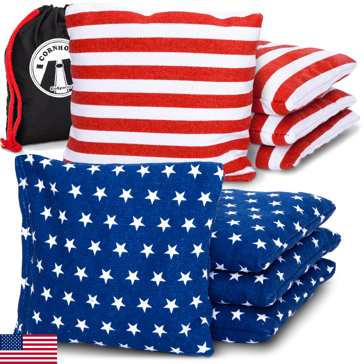 GoSports Official Regulation Cornhole Bean Bags Set (8 All Weather Bags) - Ameri - Image 1