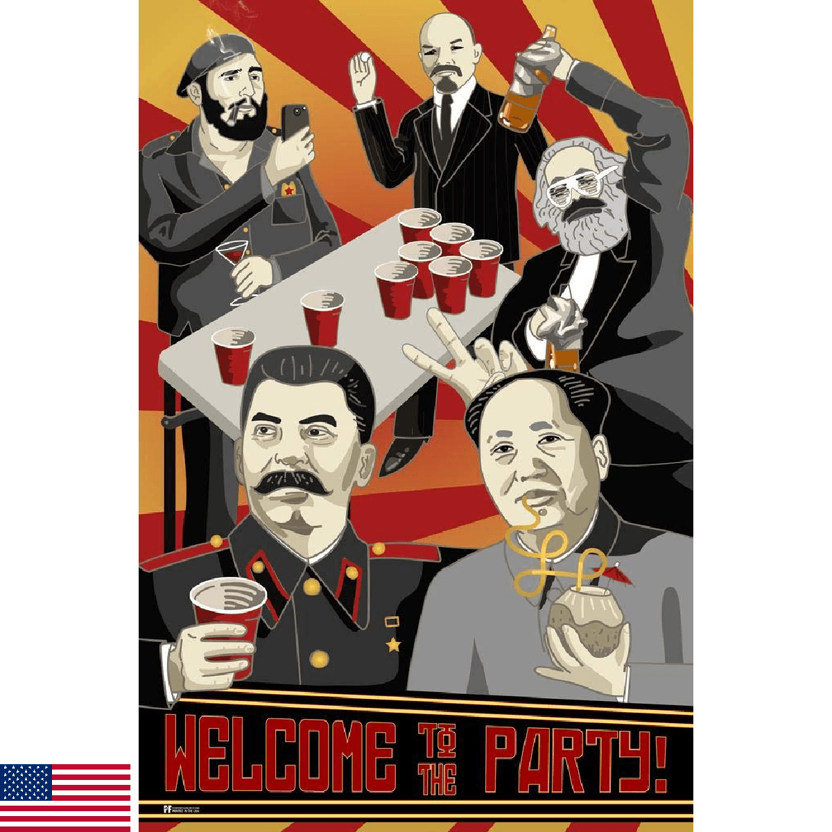 Welcome To The Party World Leader Parody Beer Pong Cool Wall Art Print Poster 24 - Image 1