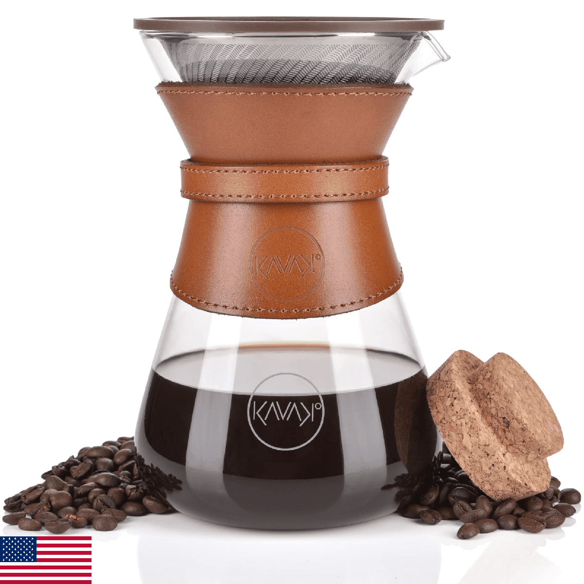 Pour Over Coffee Maker Set with Double-Layer Stainless Steel Filter, Coffee Drip - Image 1