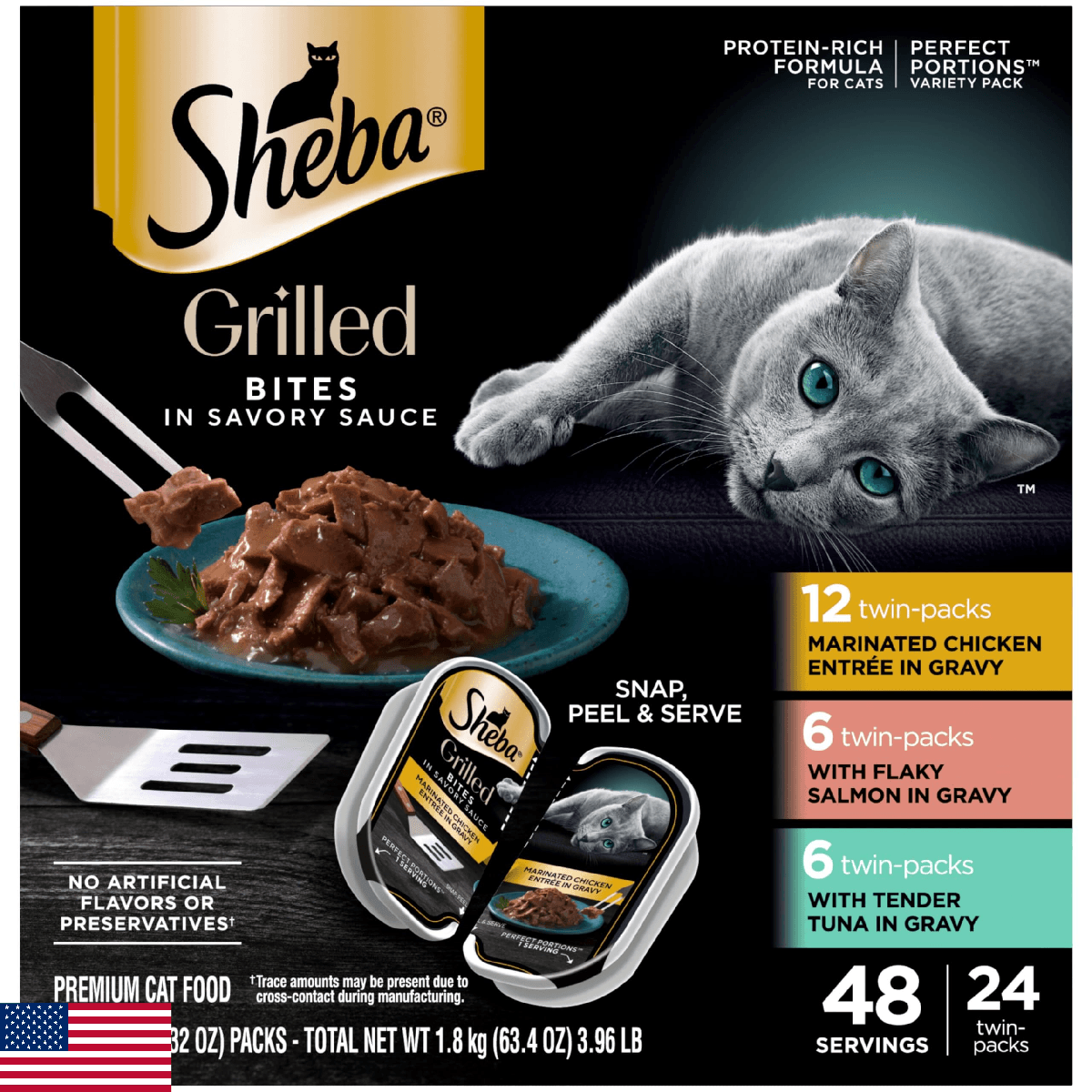 Sheba Perfect Portions Grilled in Savory Sauce Adult Wet Cat Food Marinated Chic - Image 1